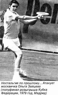 Атакует москвичка Ольга Зайцева (Кубок Федерации, 1979 год, Мадрид)